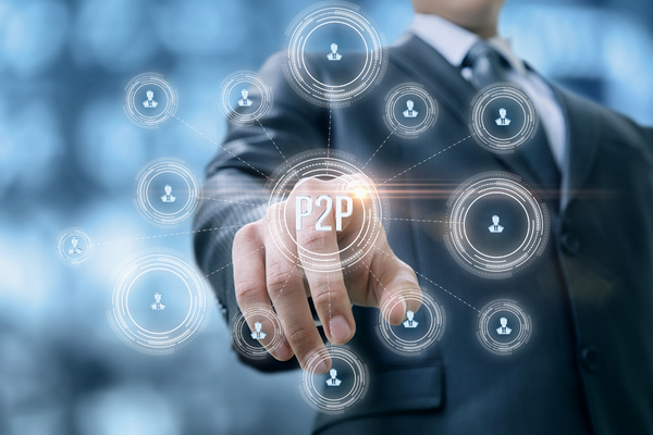 Finger pointed to virtual P2P network of users