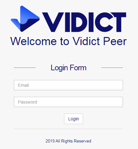 How the login page for Vidict Peer looks